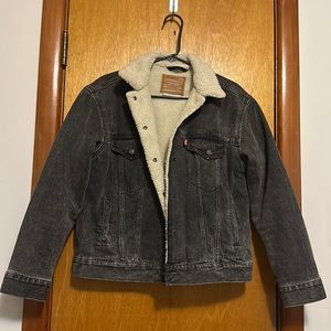 Levi’s Premium Ex-Boyfriend Sherpa Trucker Jacket Gray